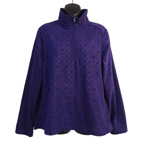 Lands' End Tops - Lands' End Women's Purple Fleece Pullover 1/4 Zipper Sweatshirt Size L